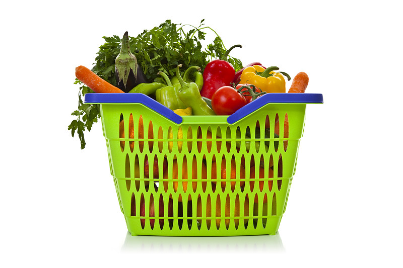 装水果和蔬菜的购物篮图片下载