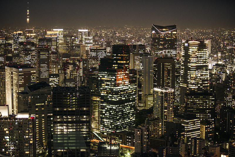 晚上的东京商业大厦图片下载