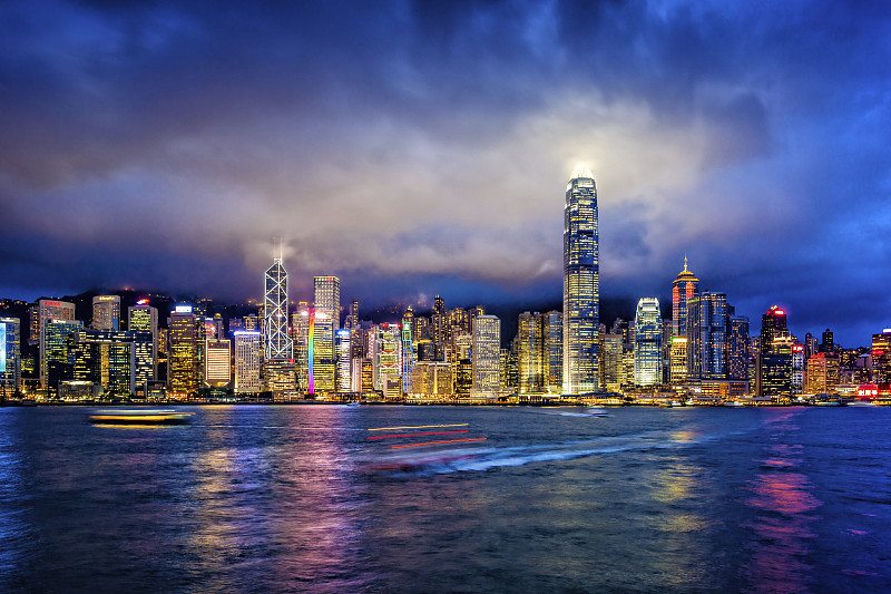 黄昏时分的香港金融区图片下载