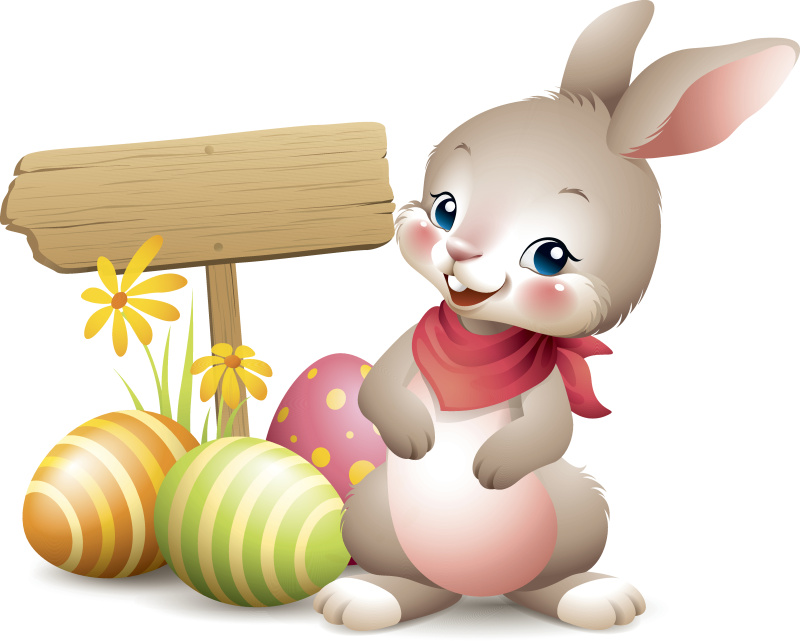 复活节兔子-路标图片素材