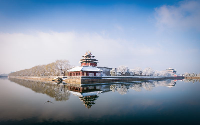 北京冬天的全景图片素材