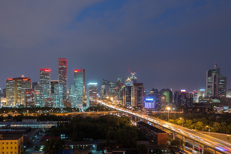 北京CBD夜景鸟瞰图图片下载