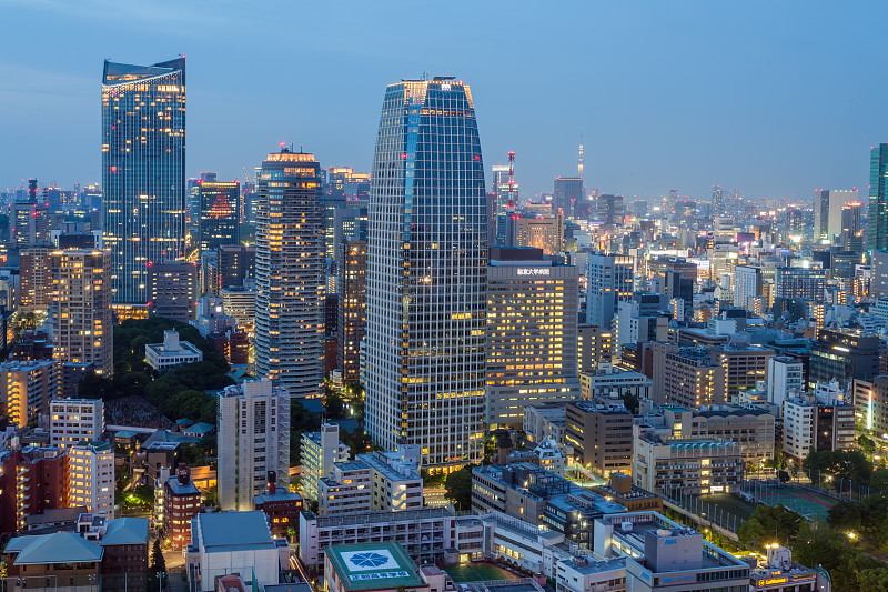 东京城市的夜晚与摩天大楼图片下载