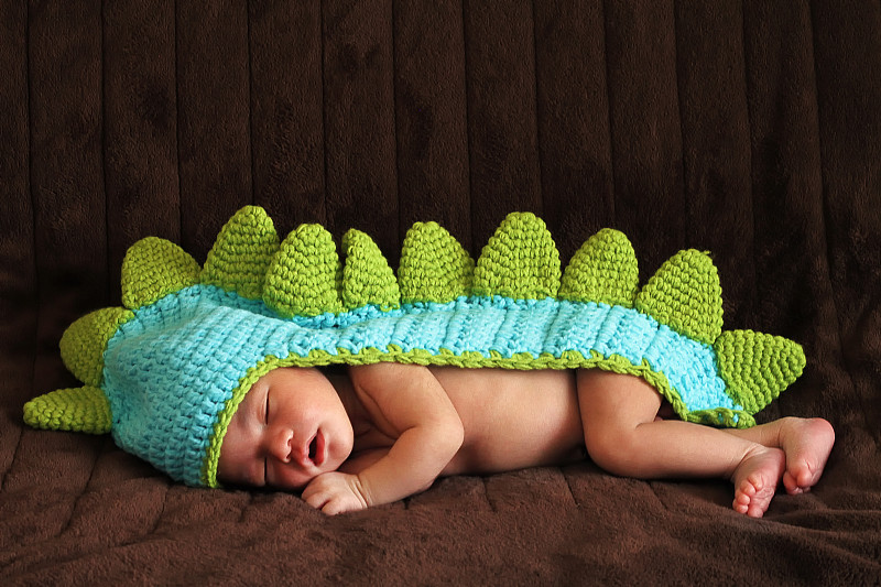 新生婴儿穿着恐龙服装图片下载