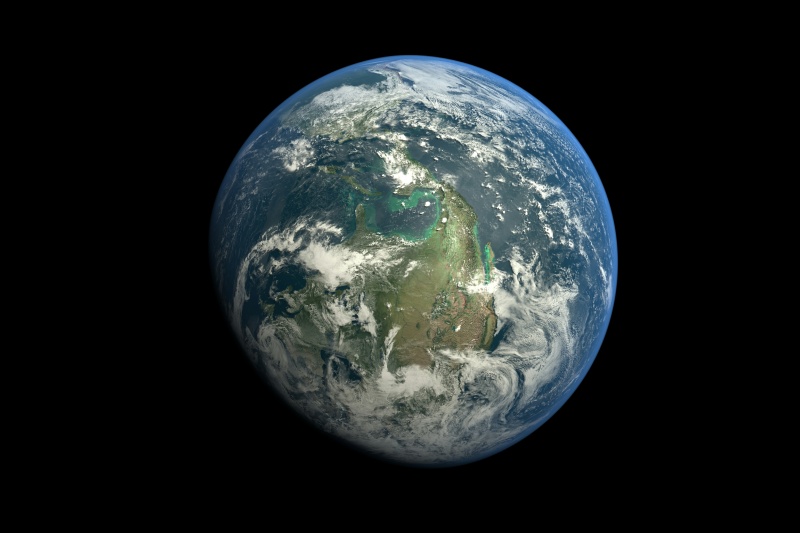 黑色背景下的行星地球图片素材