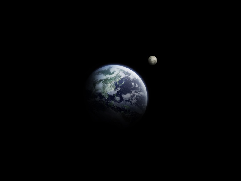 地球和月球，电脑图形，黑色背景，复制空间图片下载