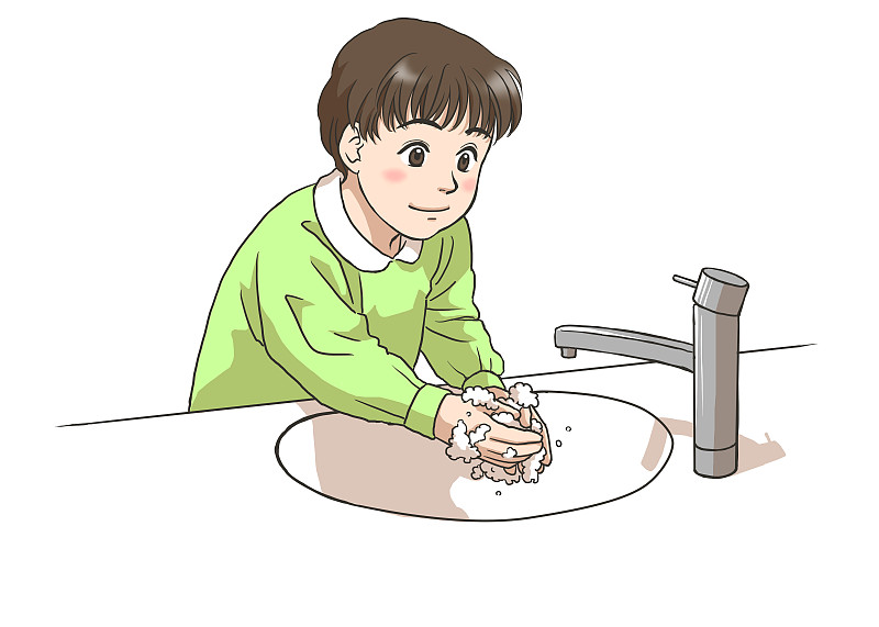 一个小男孩在洗手图片下载