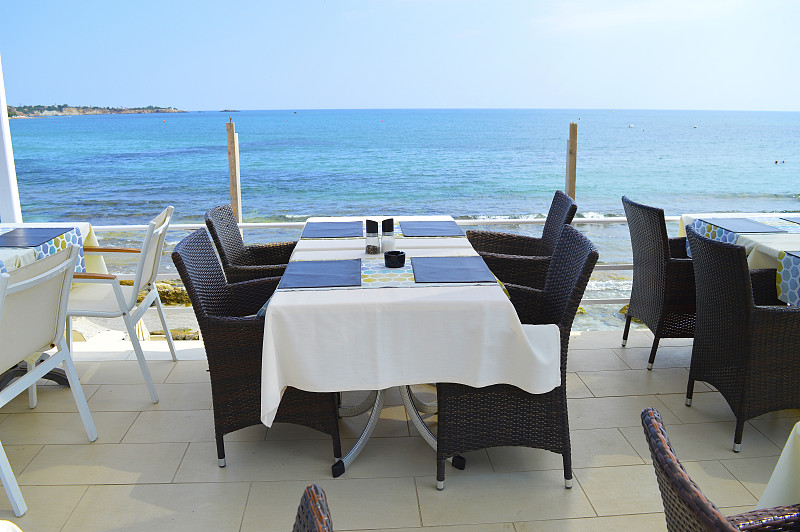 克里特岛的Hersonissos海港餐厅图片素材