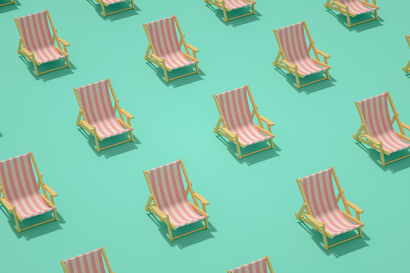 沙滩椅，简约的夏季概念图片素材