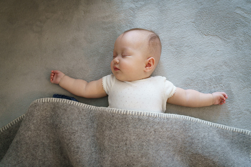 宝宝盖着毯子睡得很舒服图片下载