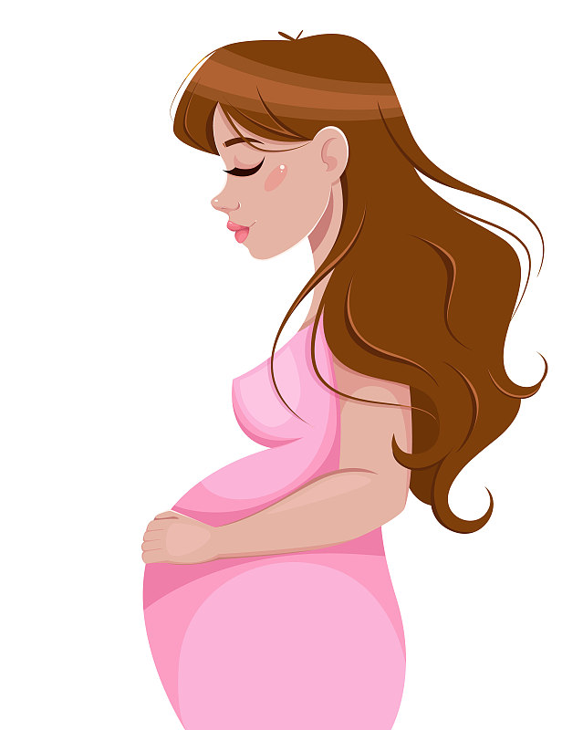 孕妇，扁平风格的卡通人物图片素材