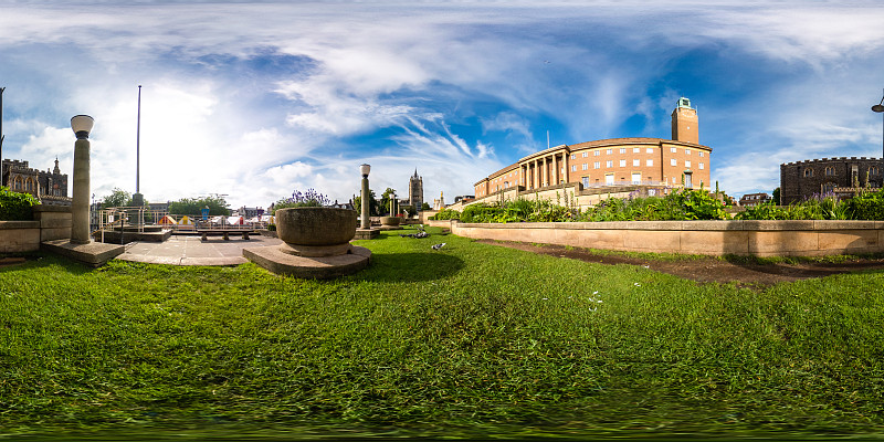 诺福克诺维奇市场上方的纪念公园360度球形全景图图片下载