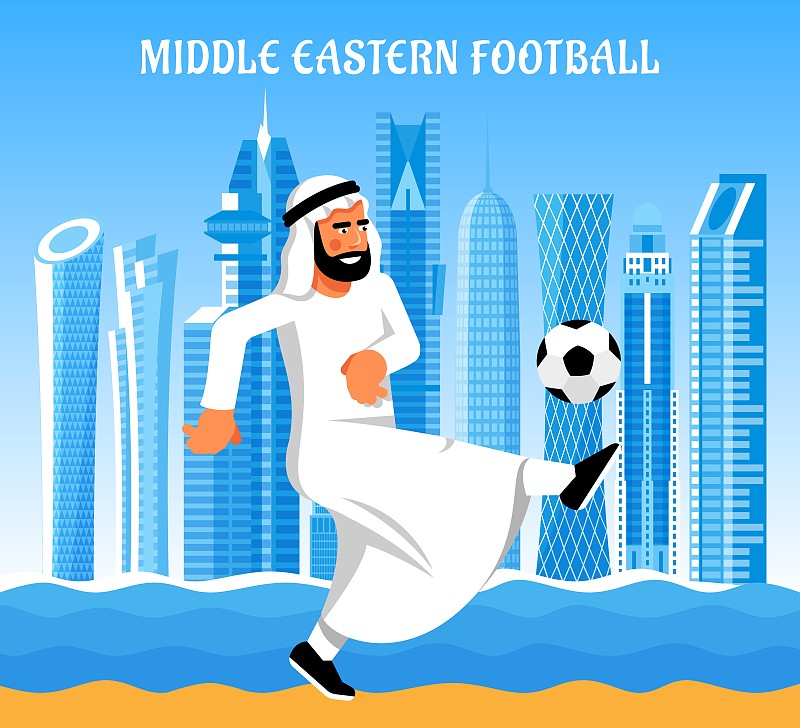 快乐的穆斯林阿拉伯人踢足球图片下载