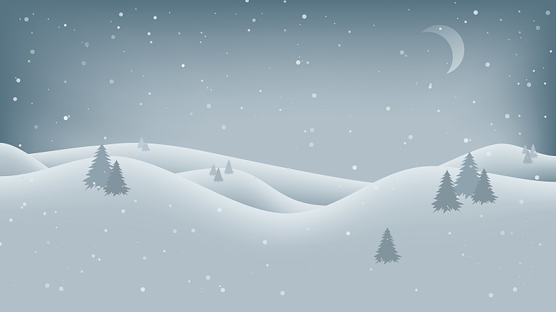 矢量圣诞背景与白雪覆盖的山丘。图片下载
