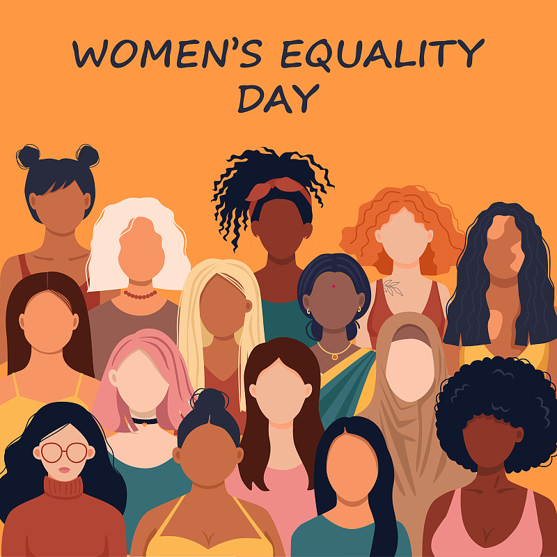 妇女的平等的一天。美国女性的节日，每年8月26日庆祝。妇女权利历史月。女权主义的概念。矢量图下载