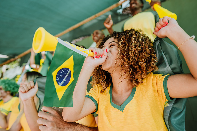 体育场里快乐的巴西球迷图片下载