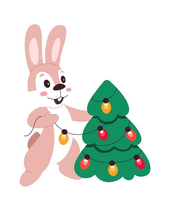 兔子的性格与圣诞树图片下载