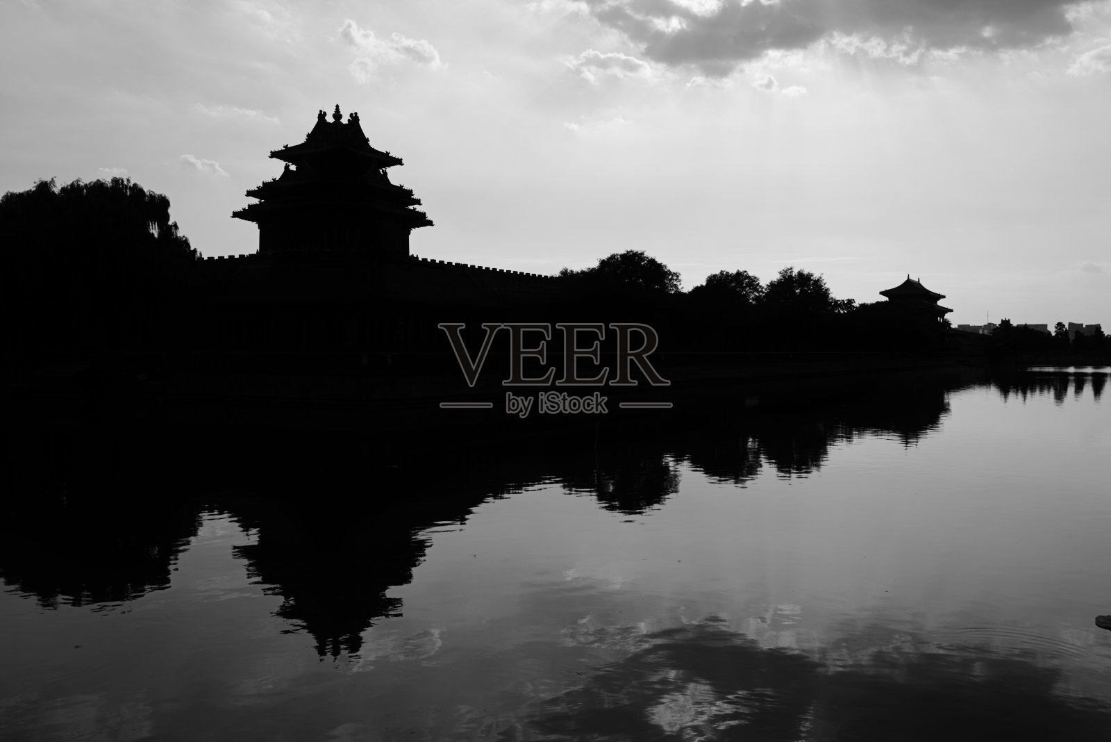 北京紫禁城黄昏的剪影照片摄影图片
