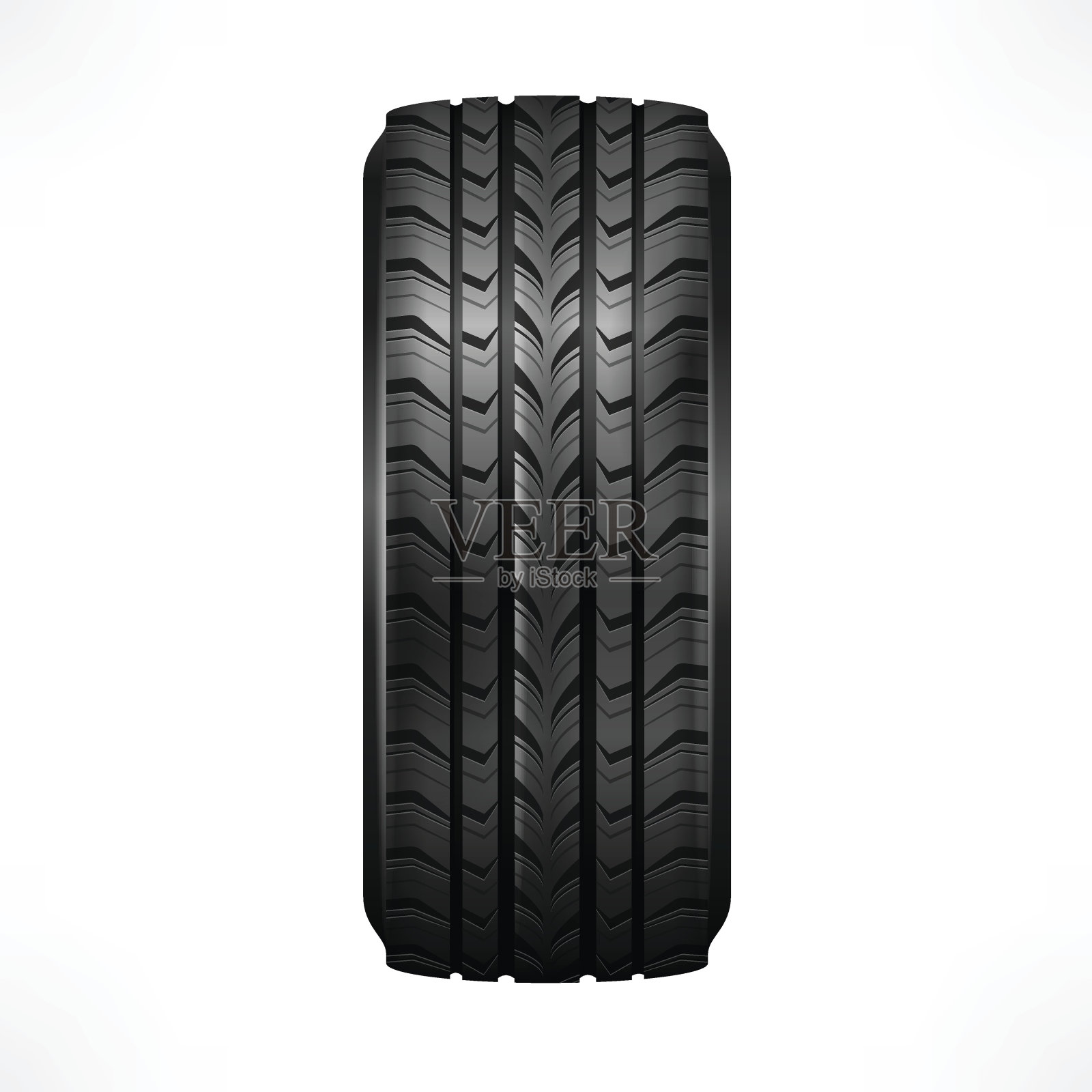 侧面的一个新的，黑色，橡胶汽车轮胎与踏面插画图片素材