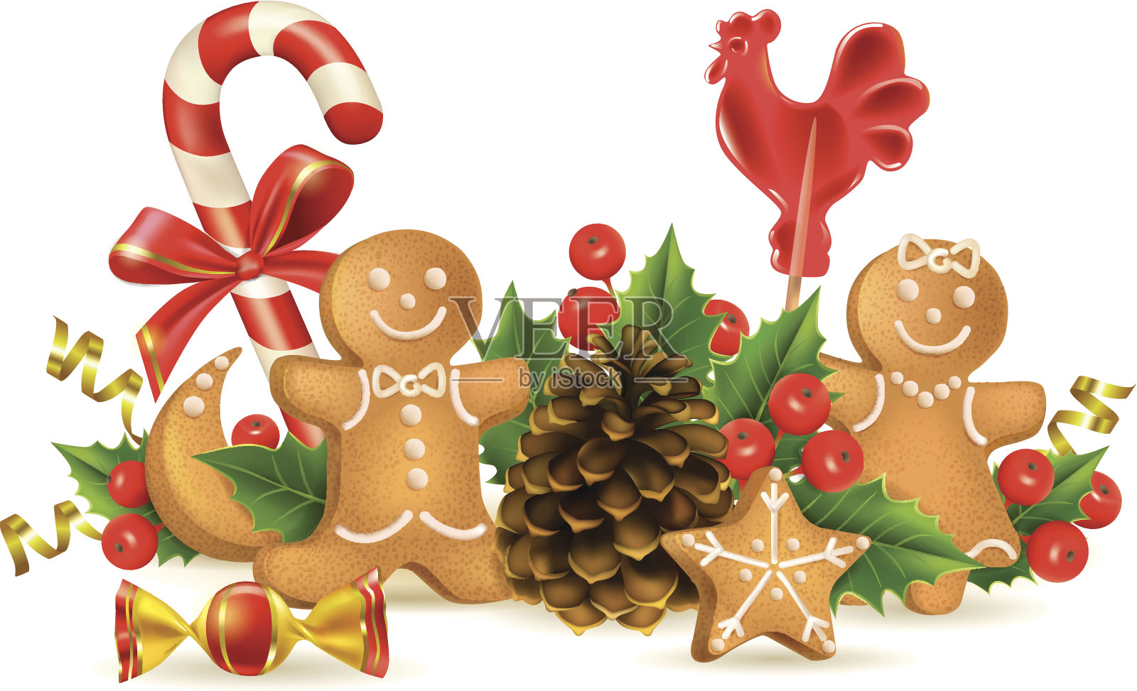 圣诞糖果和装饰品插画图片素材