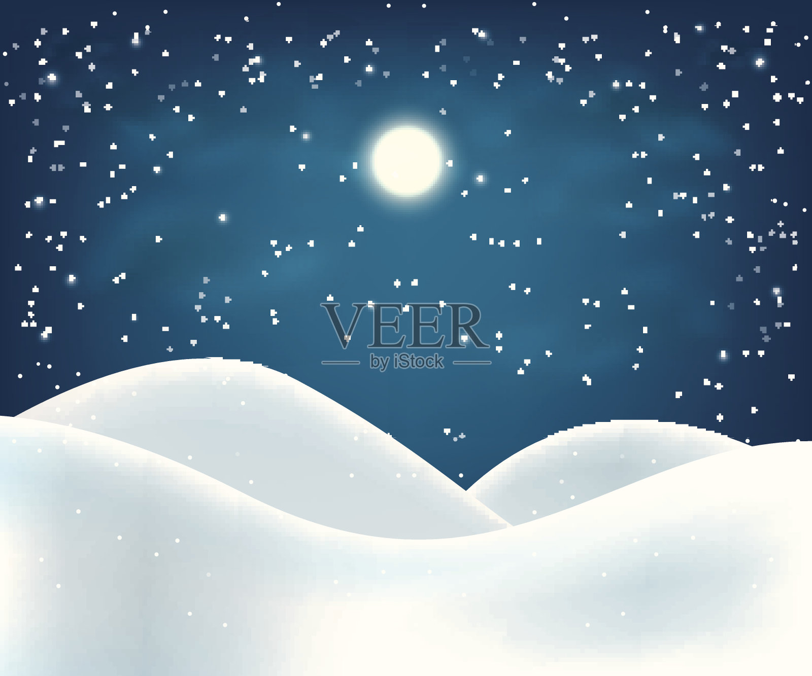 冬夜景观插画图片素材