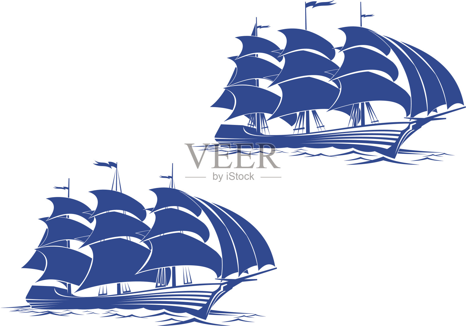 古老的帆船插画图片素材