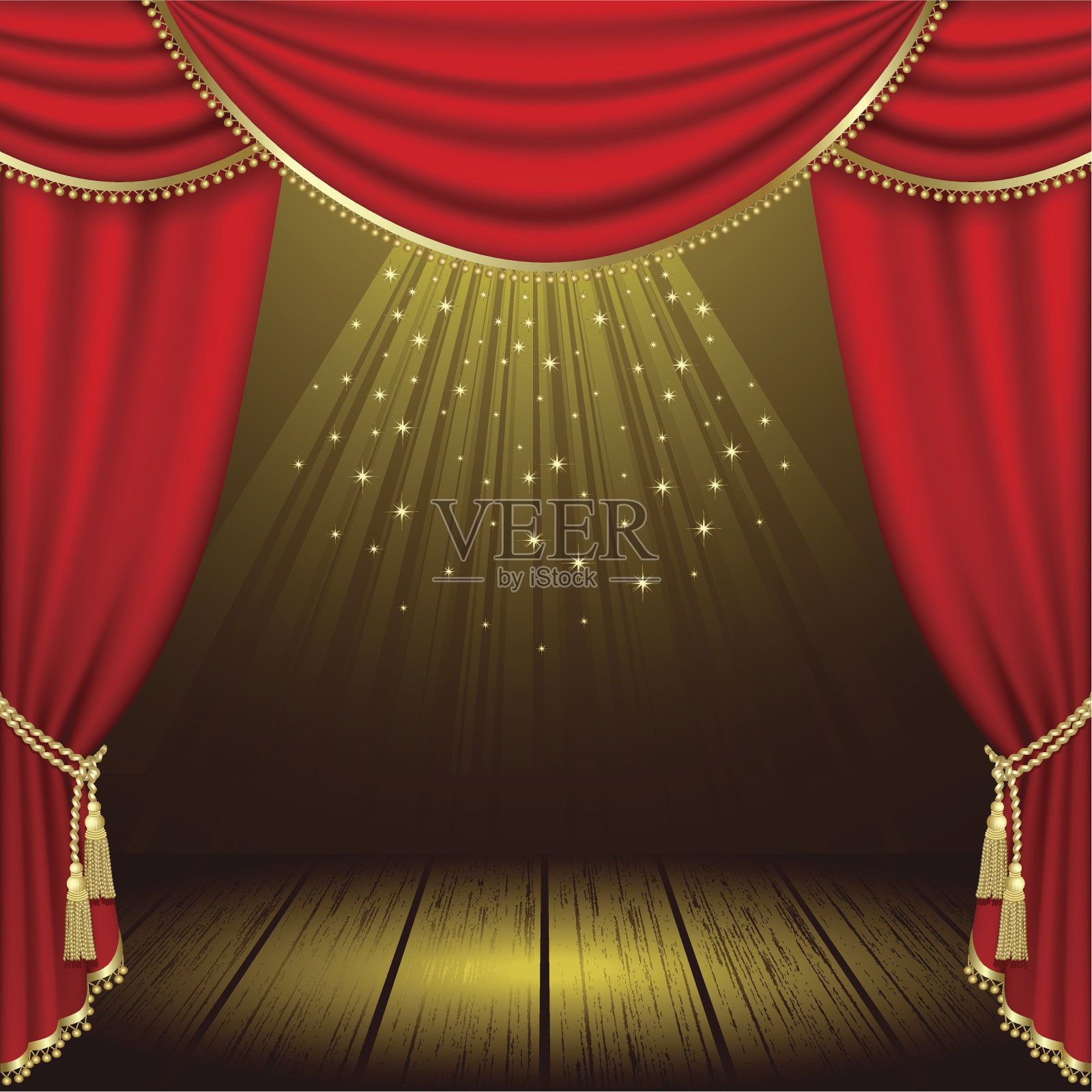 有红色幕布的灯光舞台剧院插画图片素材