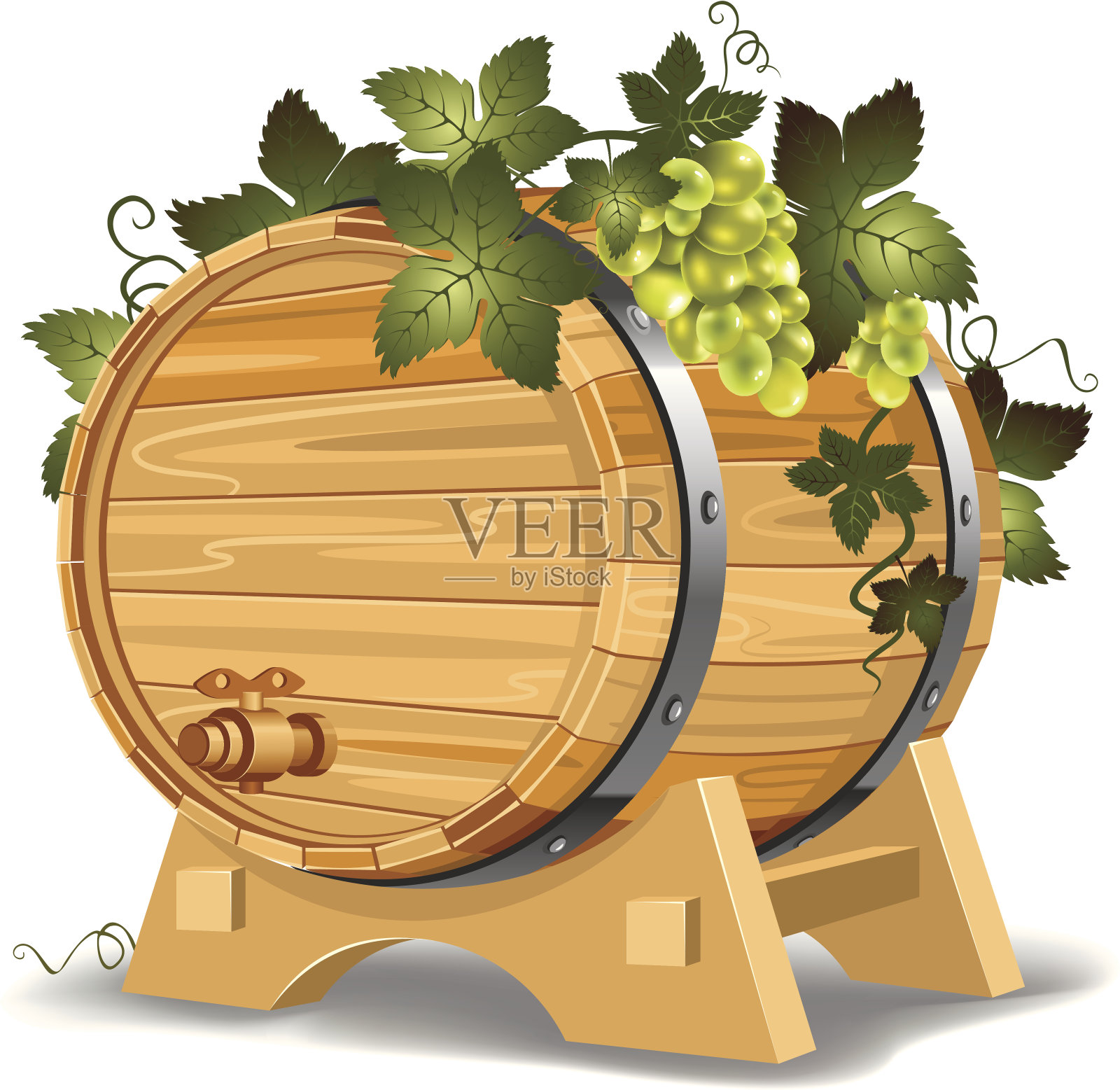 葡萄酒桶插画图片素材