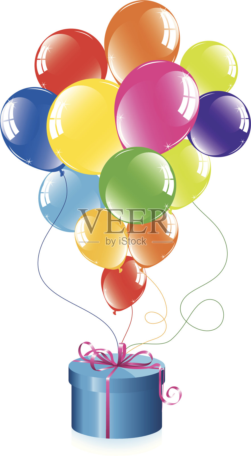 矢量彩色气球和礼盒设计元素图片