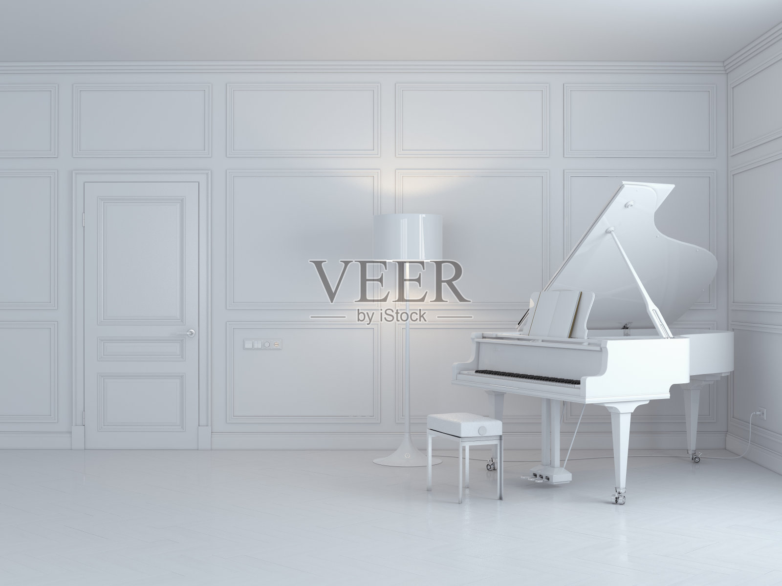 白色内饰的大钢琴设计元素图片