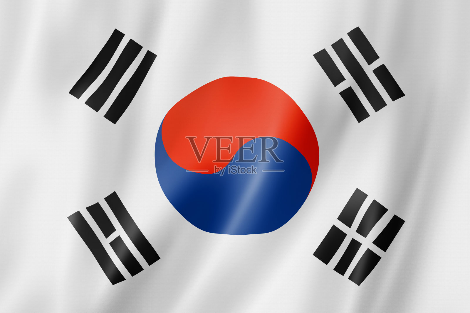 黑色背景上明亮的韩国国旗照片摄影图片