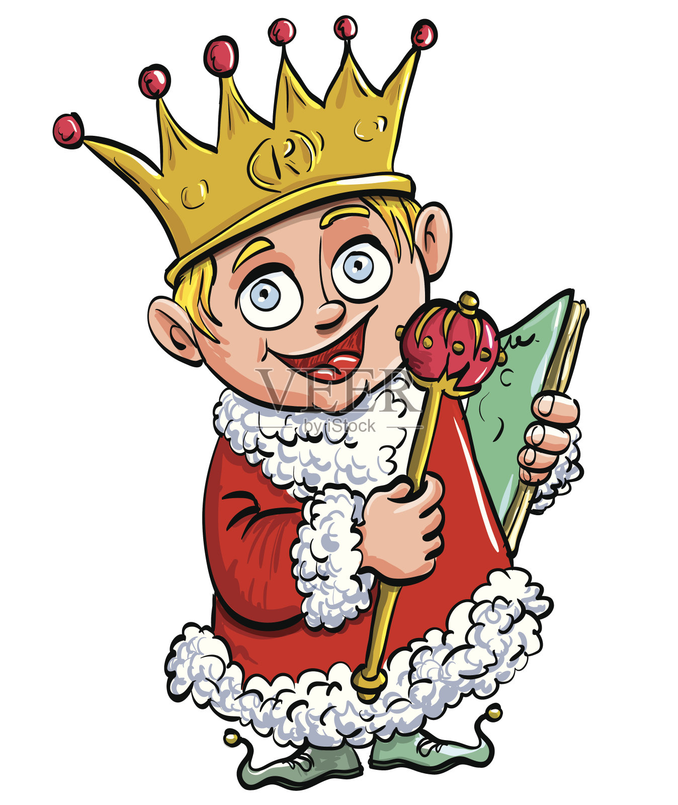 一个戴着皇冠的男孩的卡通形象。孤立的插画图片素材