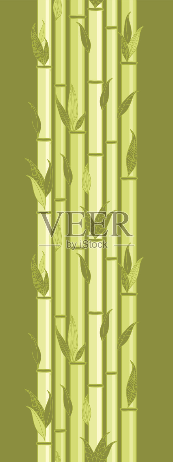竹植物垂直无缝图案边框插画图片素材