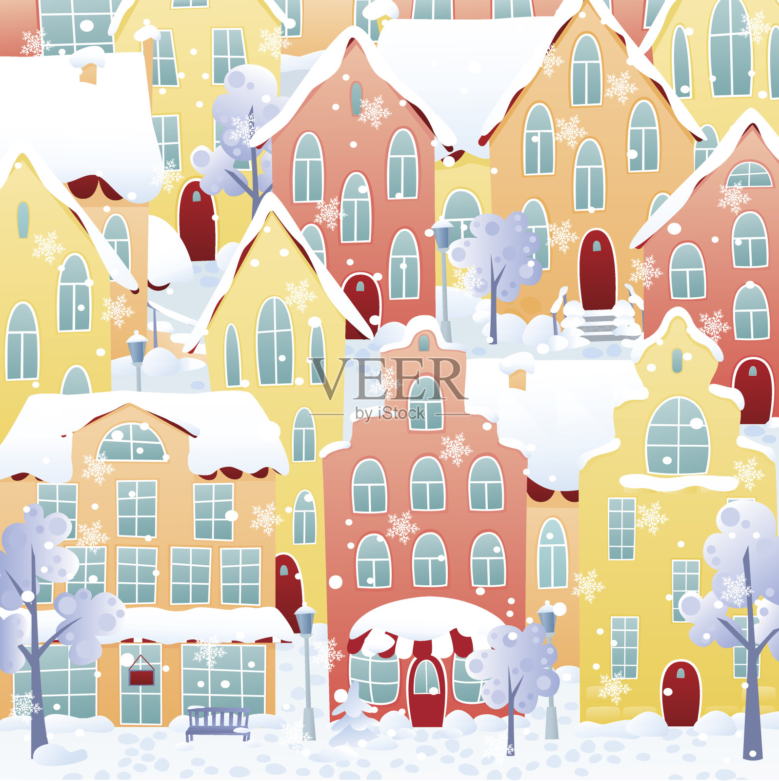 冬天的城市插画图片素材