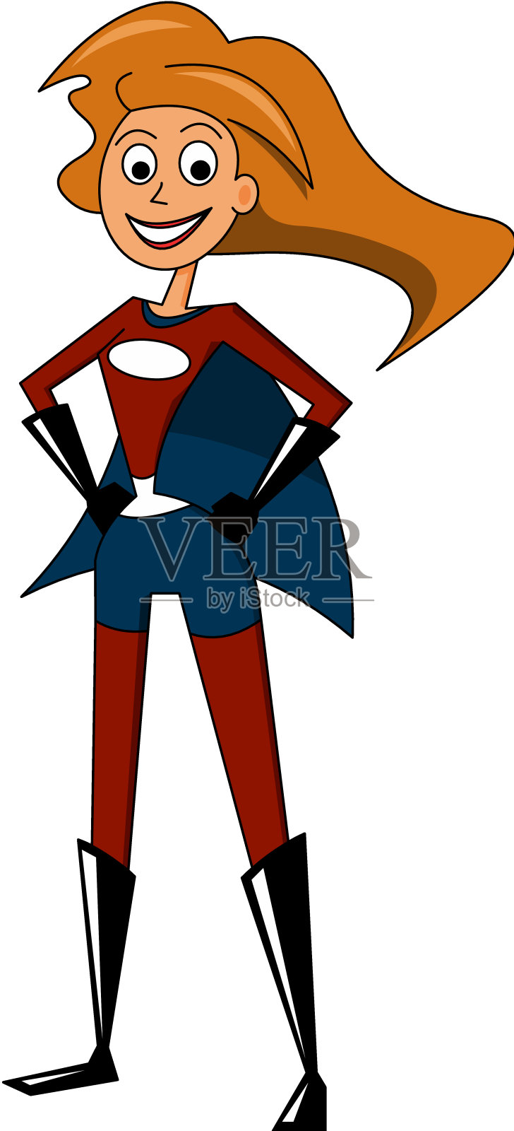 卡通女超人女矢量插画设计元素图片