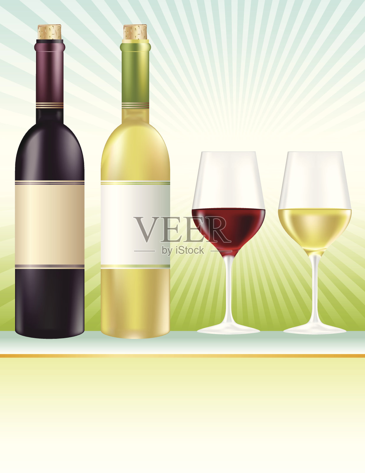 红、白葡萄酒插画图片素材