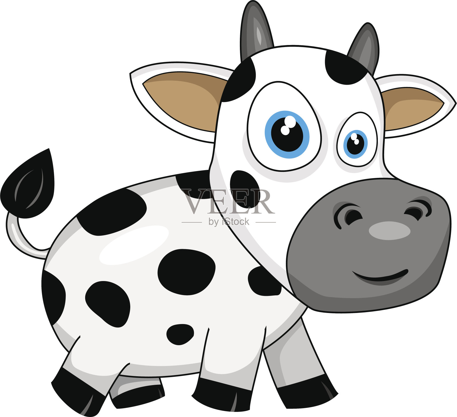 可爱的快乐的牛插画图片素材