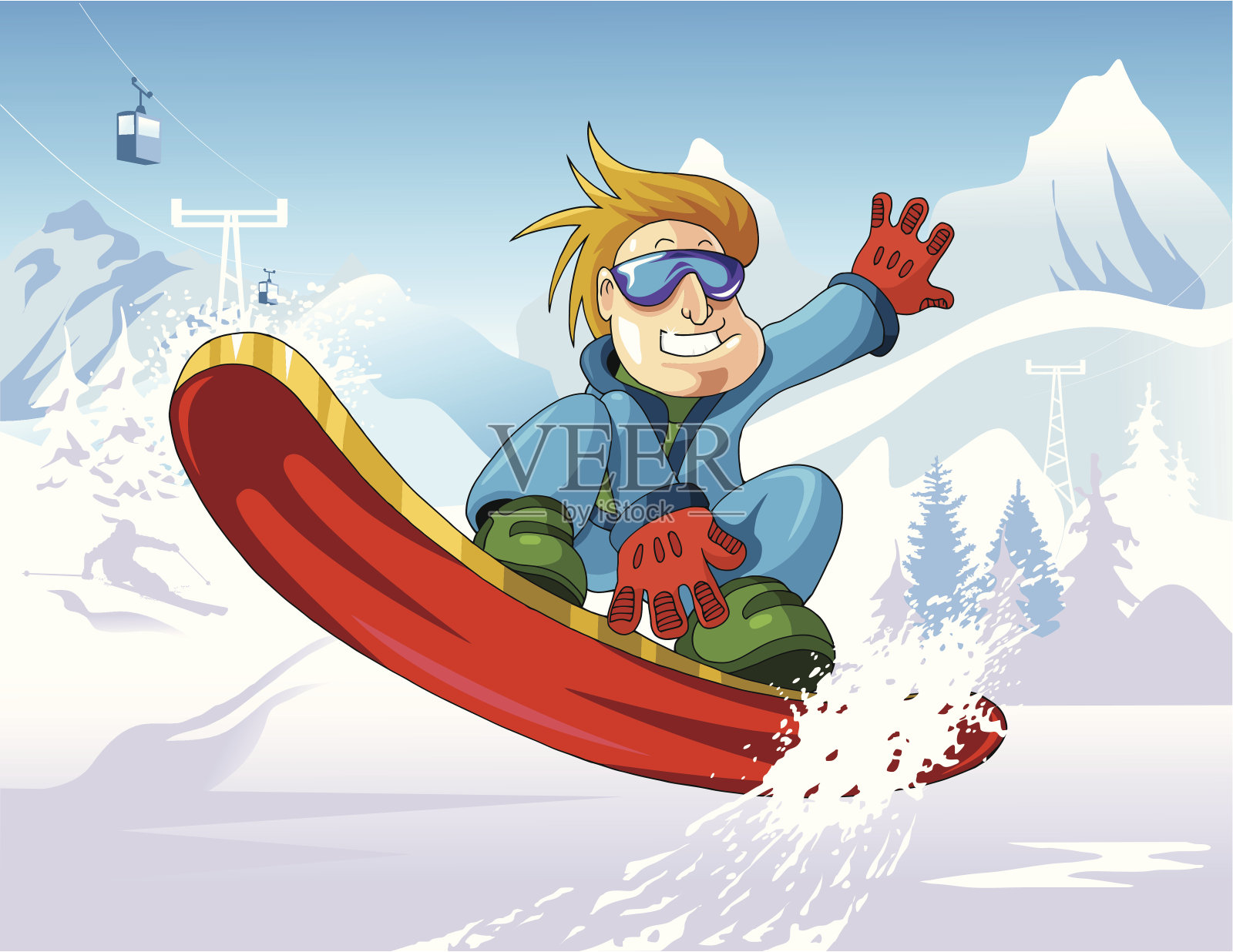 滑雪胜地插画图片素材
