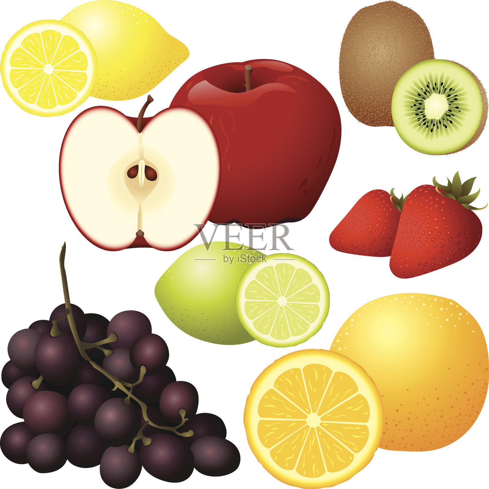 孤立的水果组设计元素图片