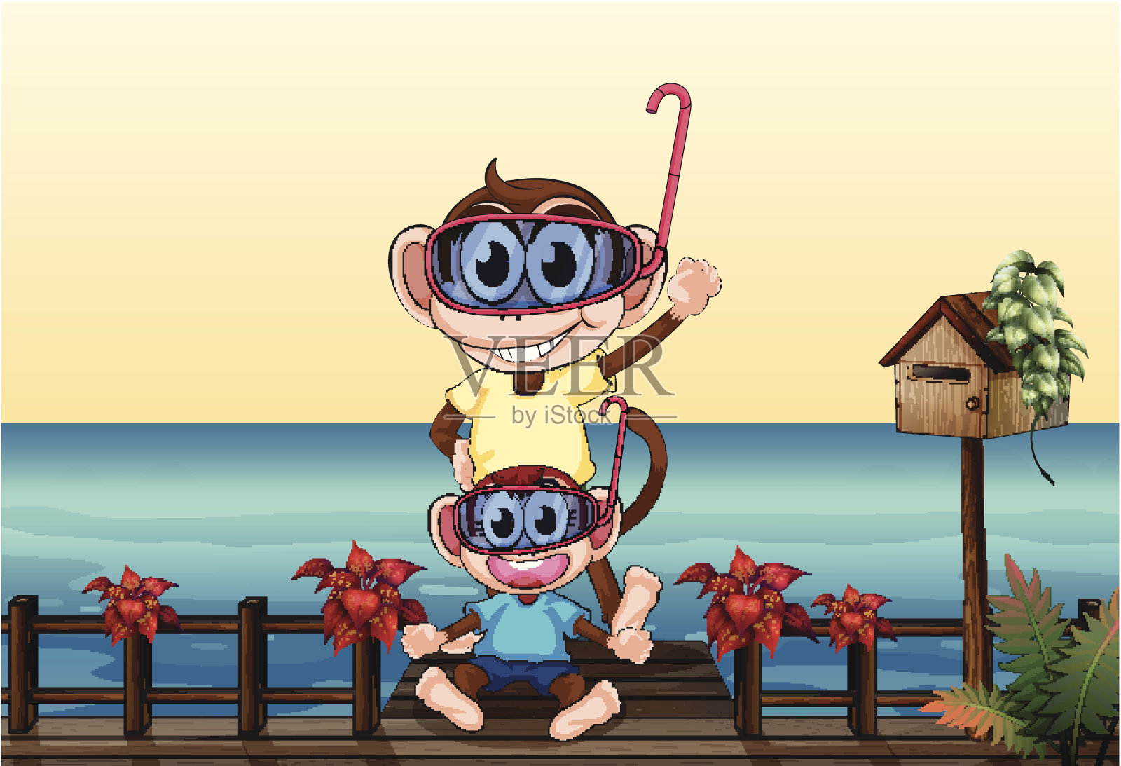 猴子戴着眼镜插画图片素材