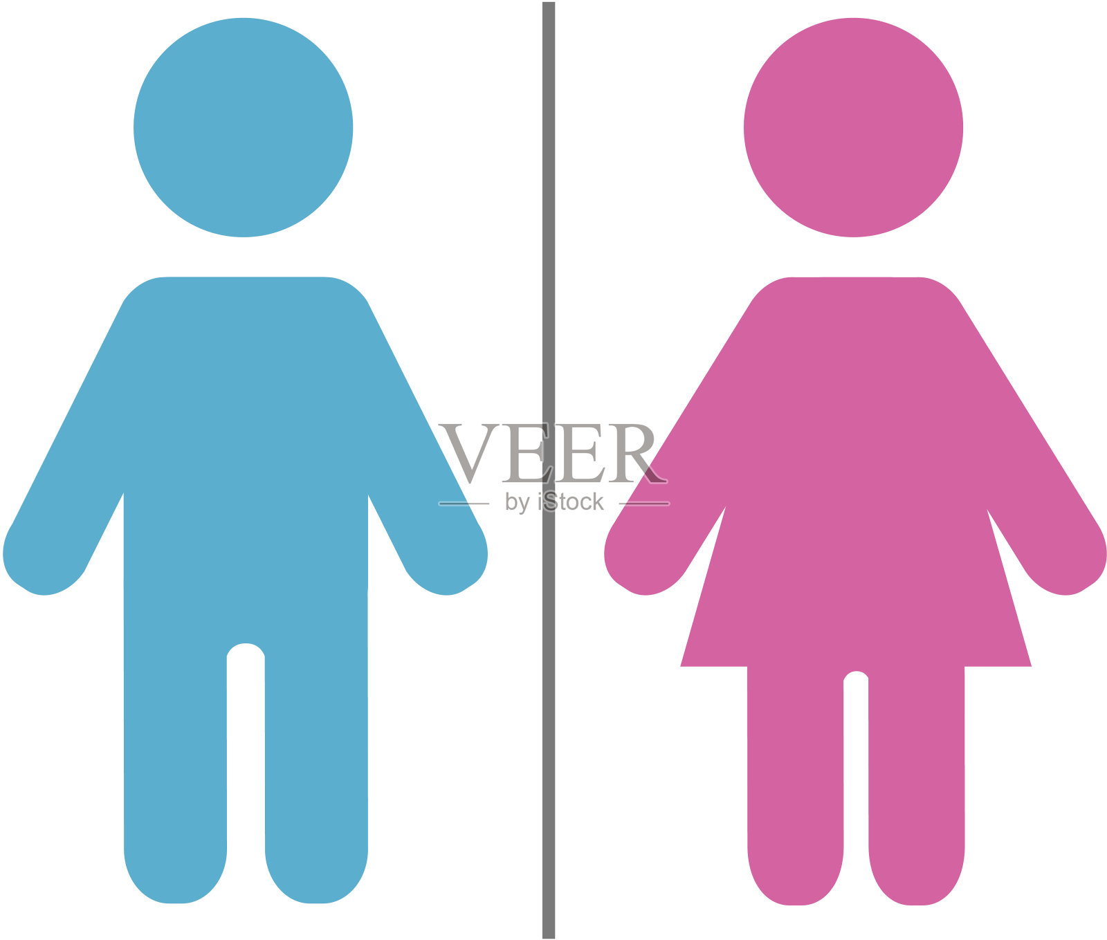 简单的蓝色和粉色男女符号插画图片素材