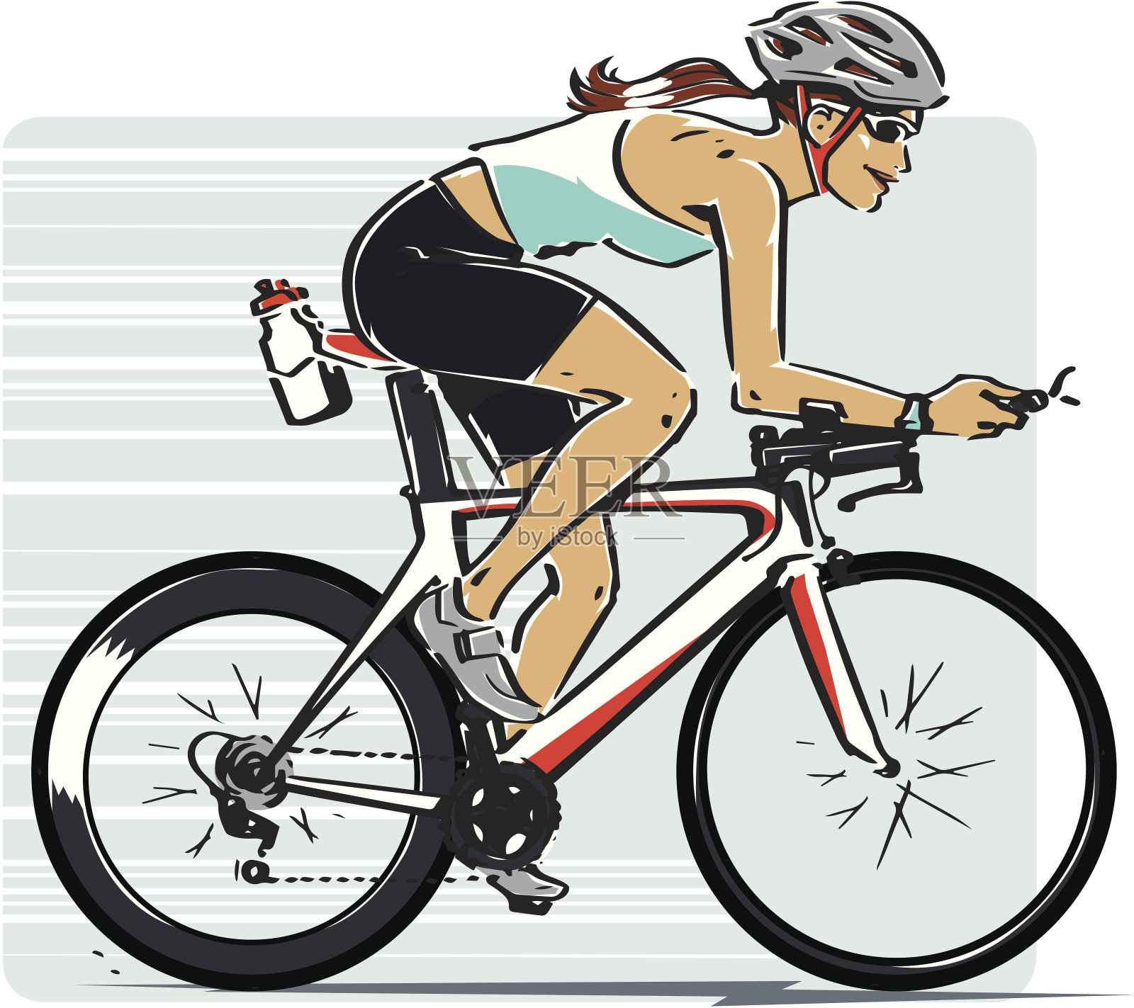 年轻女子骑自行车参加铁人三项赛设计元素图片