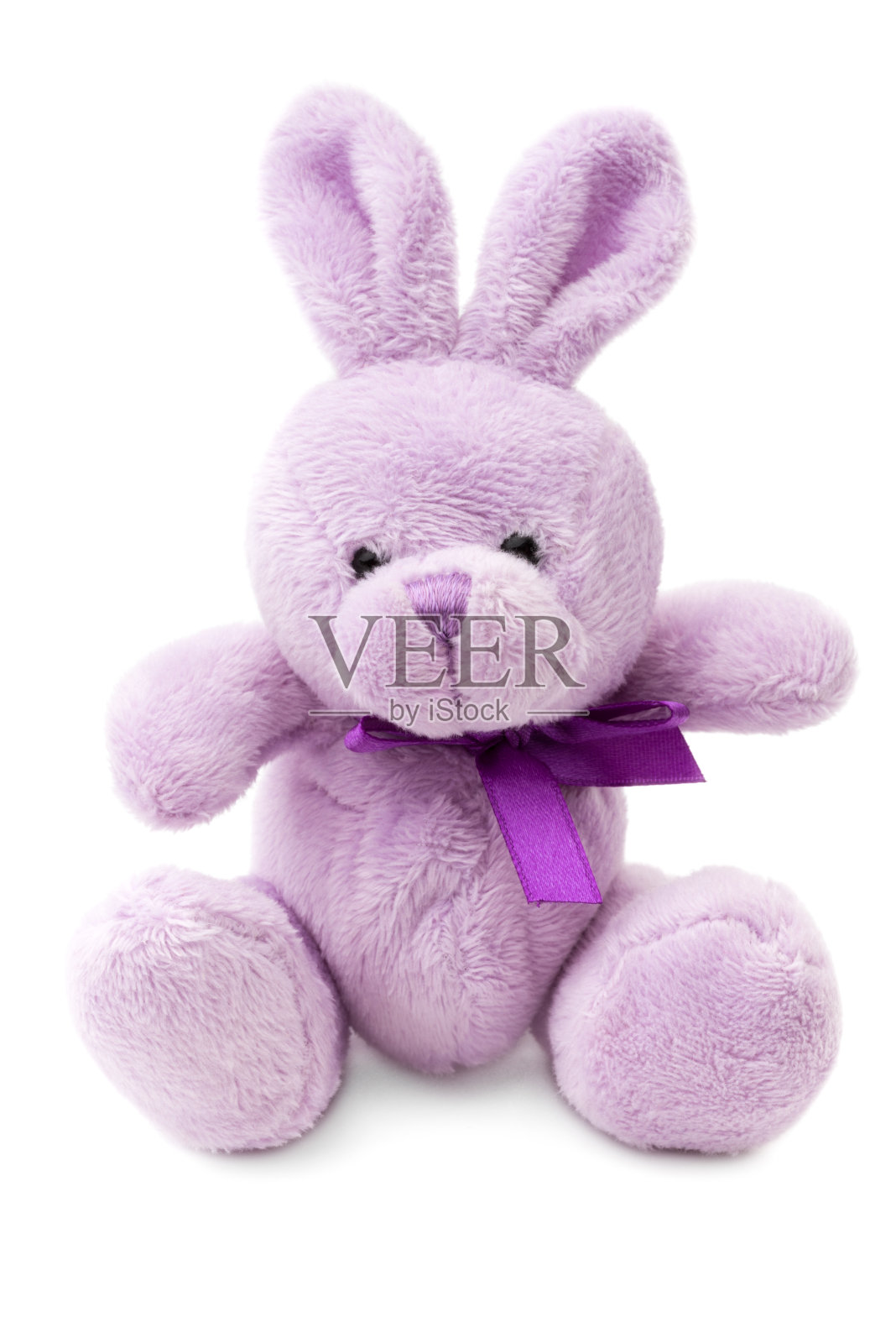 玩具:粉红色或淡紫色小兔子，孤立在白色背景上照片摄影图片