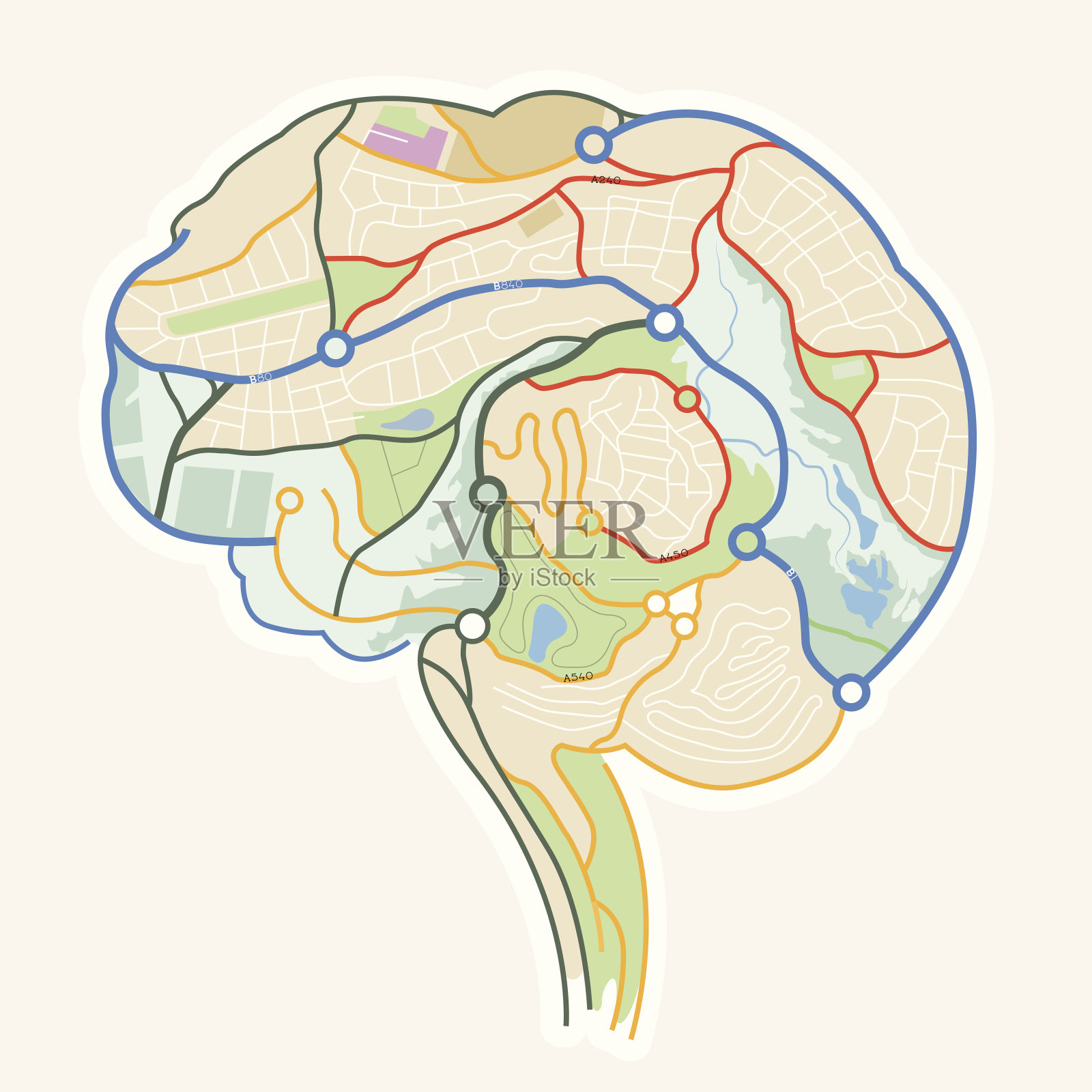 大脑地图插画图片素材