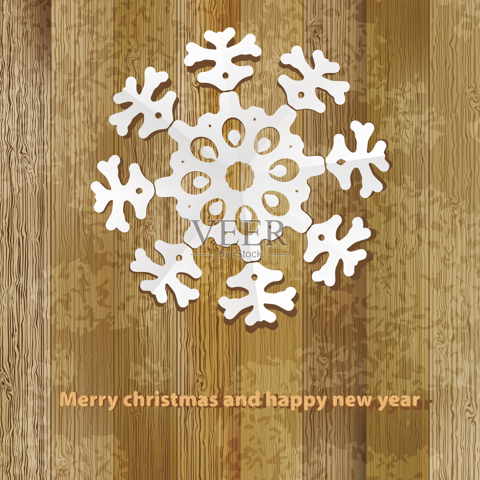 白色的纸圣诞雪花在树林。+ EPS8插画图片素材