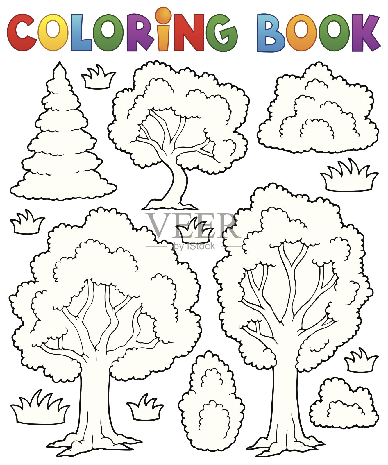 涂色书树主题1插画图片素材