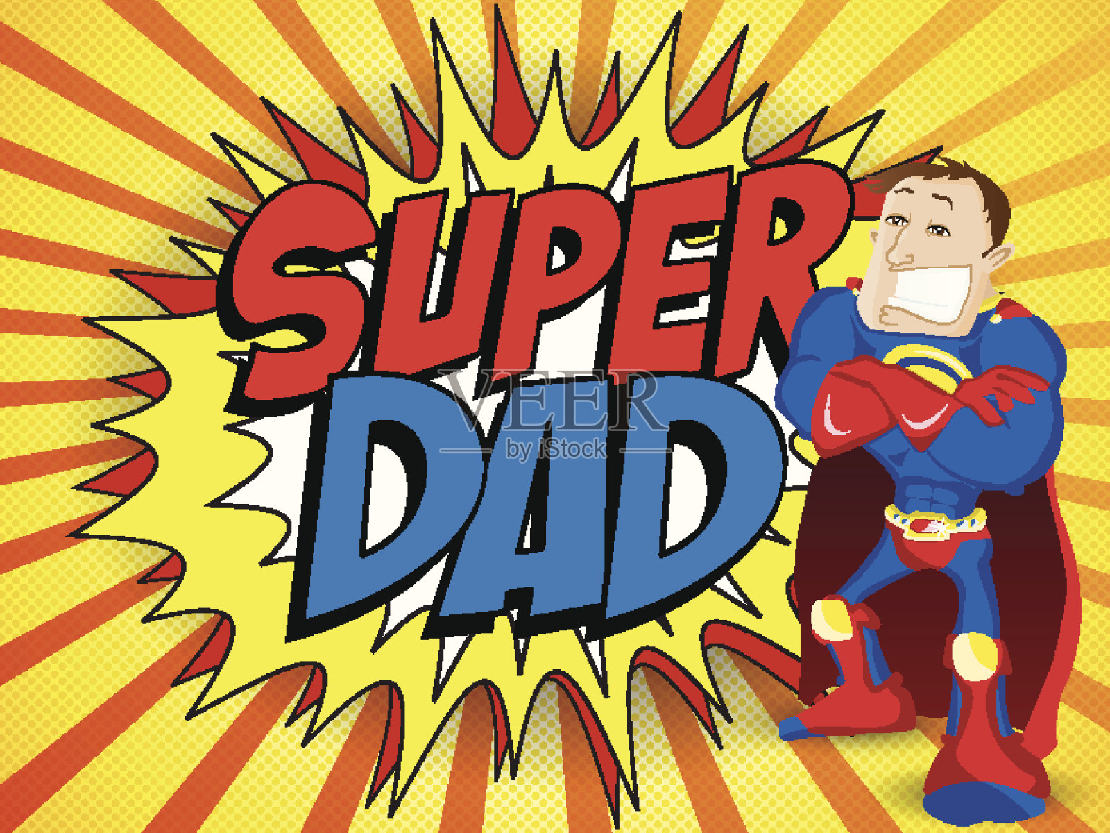 超级英雄，父亲节快乐插画图片素材