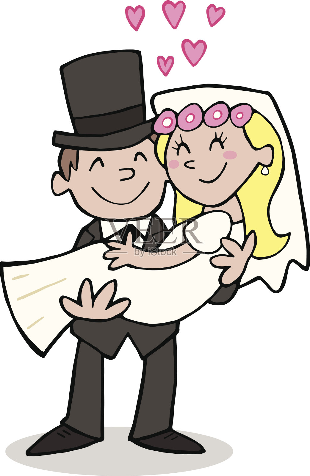 新婚夫妇的婚礼插画图片素材