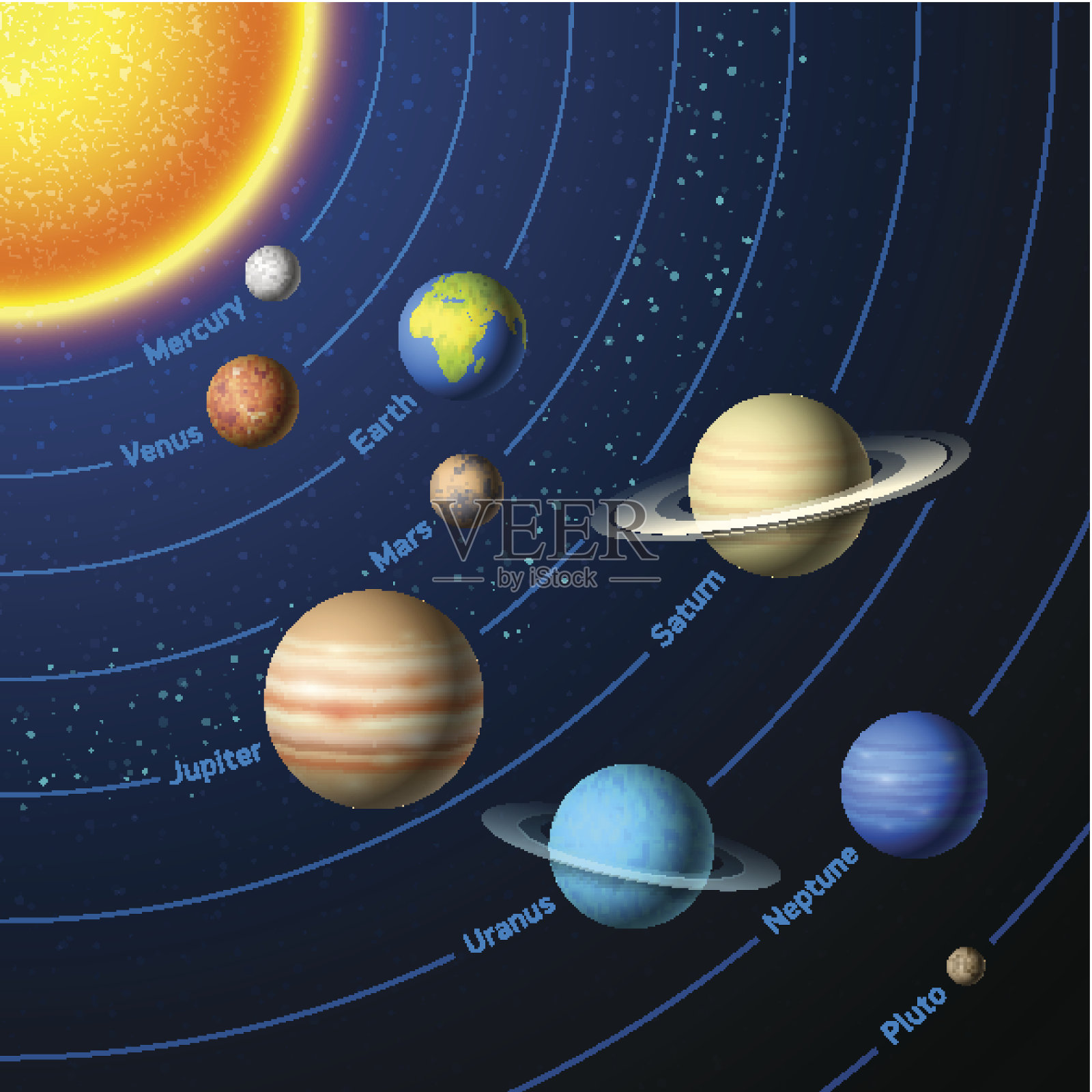太阳系的行星插画图片素材