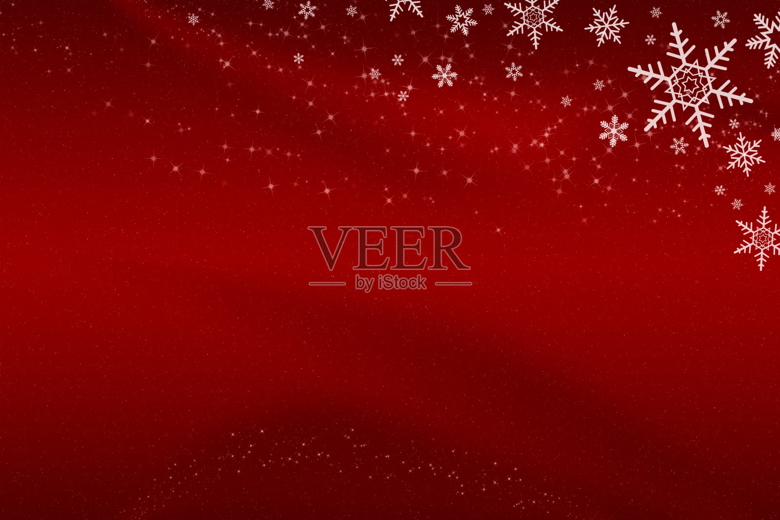 红色圣诞雪花背景与星星插画图片素材